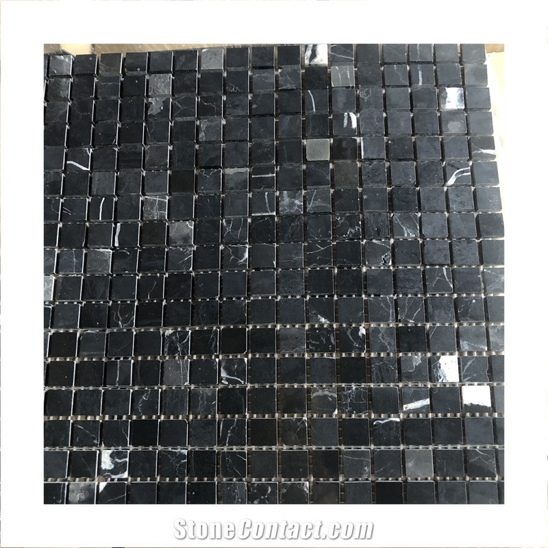Nero Margiua Black Marble Mosaic Tile For Wall Design
