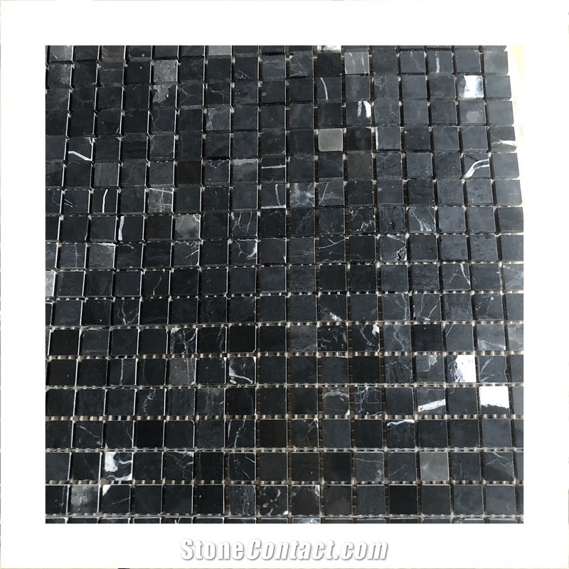 Nero Margiua Black Marble Mosaic Tile For Wall Design