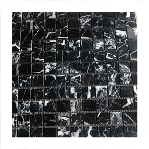 Nero Margiua Black Marble Mosaic Tile For Wall Design