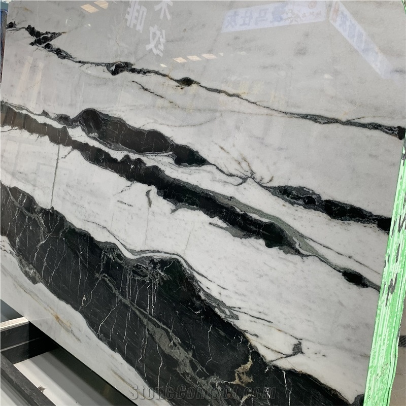 Panda White Marble Slabs For Flooring Tiles