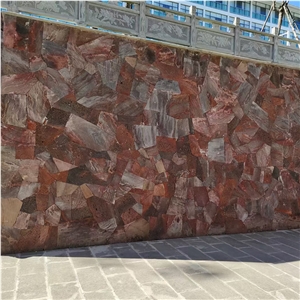 Random Size Natural Red Basalt Paver For Wall Panel