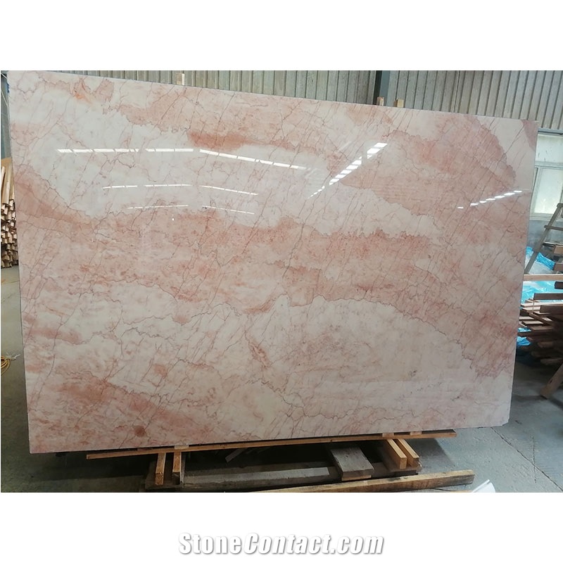 Red Cream Rosa Crema Pink Marble Slab For Bed Room