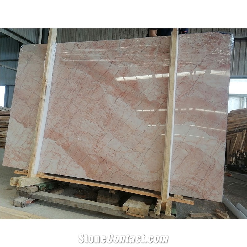 Red Cream Rosa Crema Pink Marble Slab For Bed Room