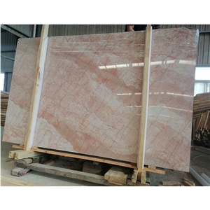 Red Cream Rosa Crema Pink Marble Slab For Bed Room