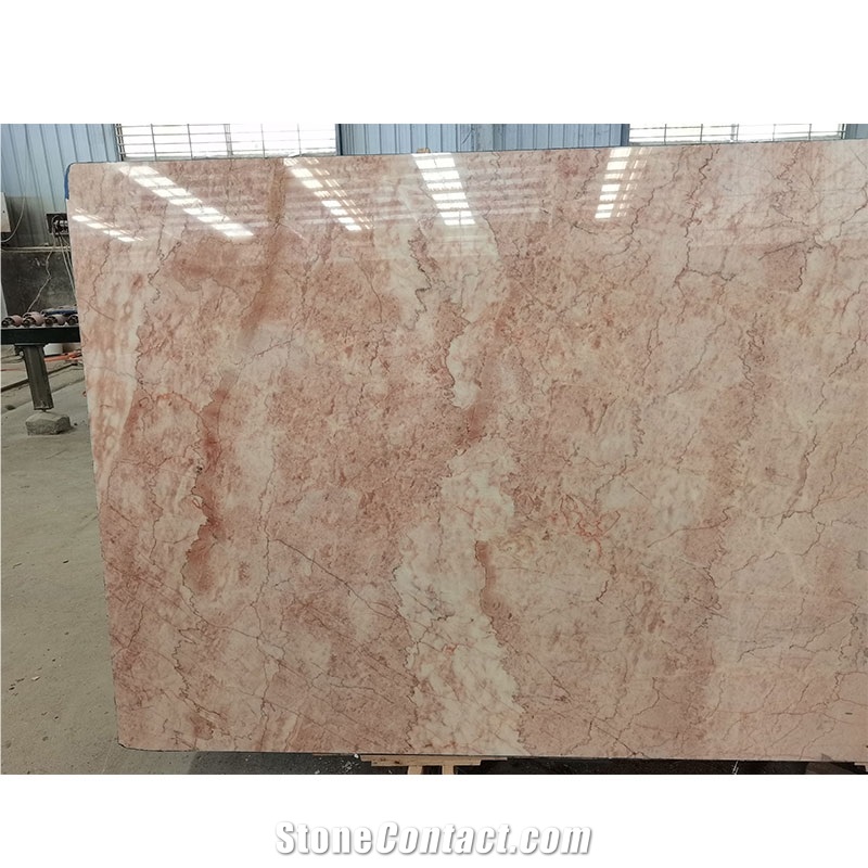 Red Cream Rosa Crema Pink Marble Slab For Bed Room