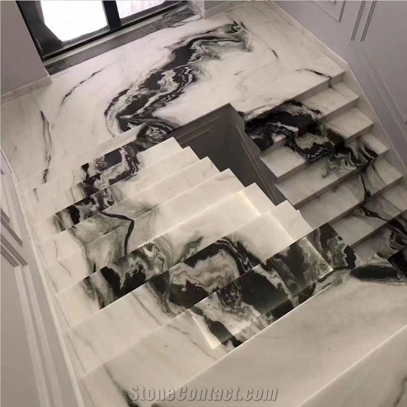 Stone Handrail Marble Stair Tread Tile Panda White