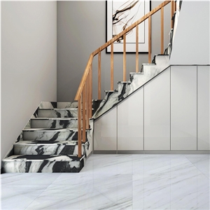 Stone Handrail Marble Stair Tread Tile Panda White