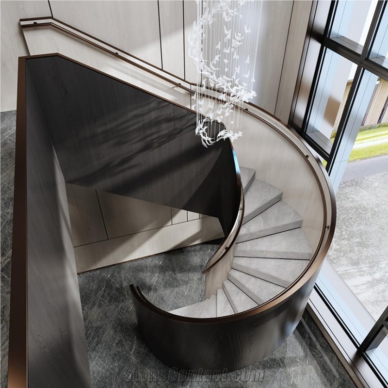 Stone Handrail Marble Stair Tread Tile Panda White
