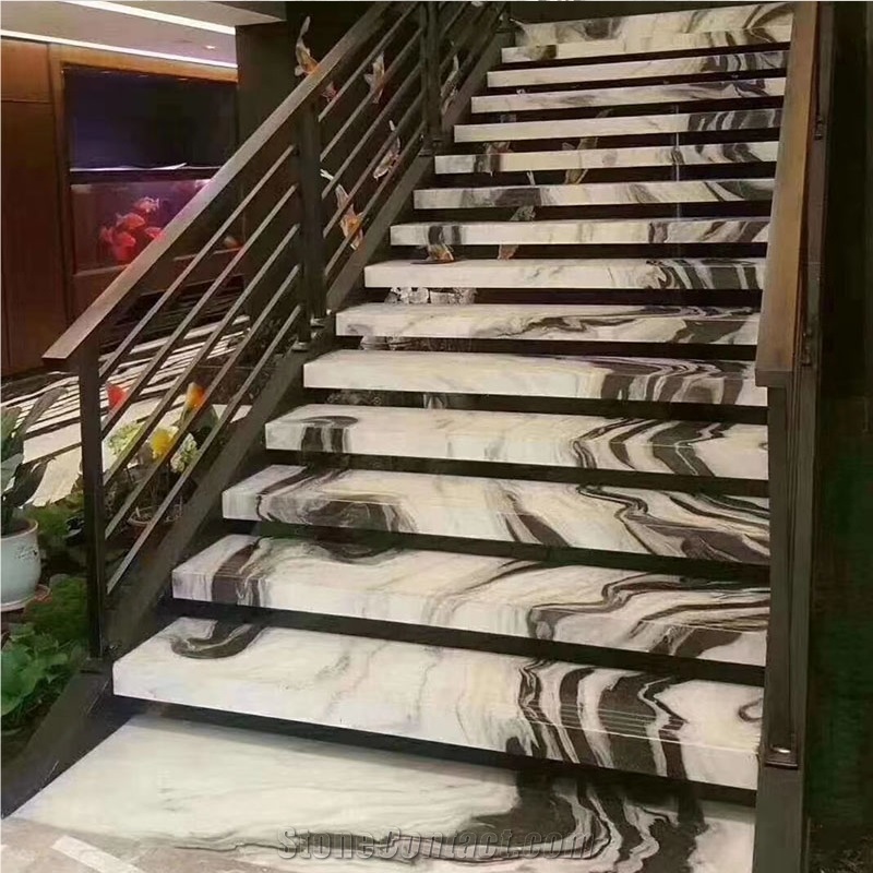 Stone Handrail Marble Stair Tread Tile Panda White