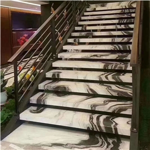 Stone Handrail Marble Stair Tread Tile Panda White