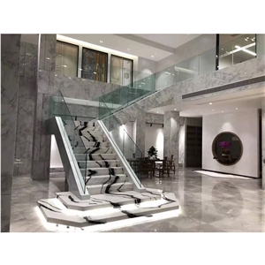 Stone Handrail Marble Stair Tread Tile Panda White