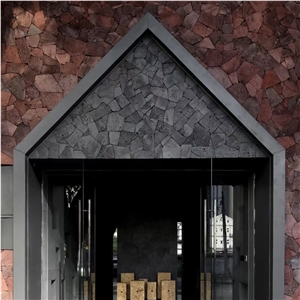 Wall Red And Black Lava Stone Cladding Mix Tile Basalt