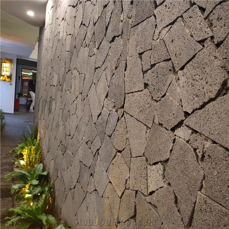 Wall Red And Black Lava Stone Cladding Mix Tile Basalt