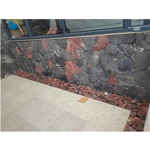 Wall Red And Black Lava Stone Cladding Mix Tile Basalt