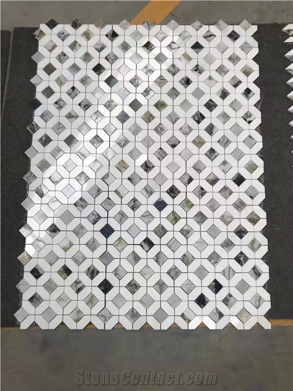 Cold Jade Green Marble Mosaic Sheet For Dinning Room