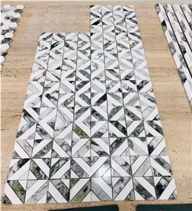 Cold Jade Green Marble Mosaic Sheet For Dinning Room