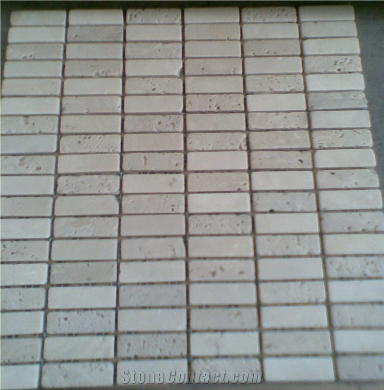 Light Beige Travertine Mosaic Tiles For Bathroom