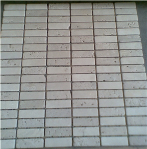 Light Beige Travertine Mosaic Tiles For Bathroom
