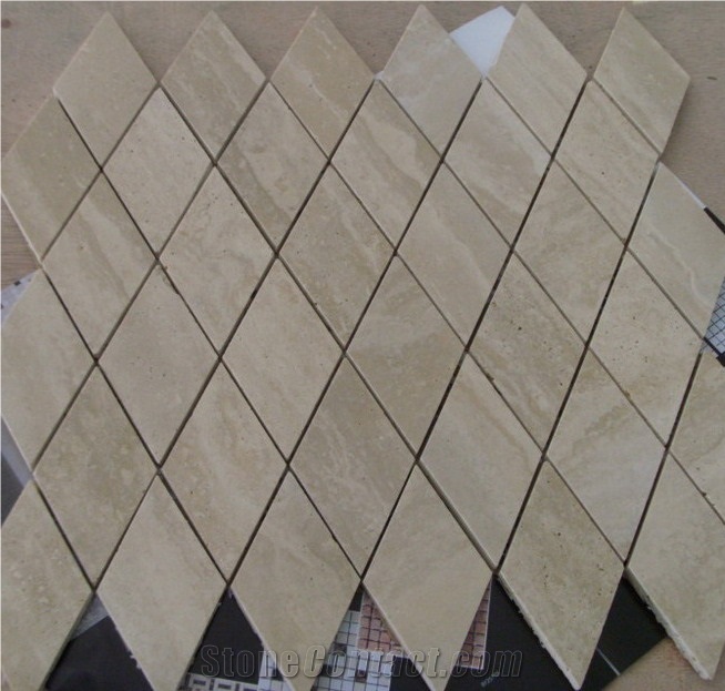 Light Beige Travertine Mosaic Tiles For Bathroom