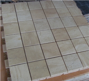 Light Beige Travertine Mosaic Tiles For Bathroom
