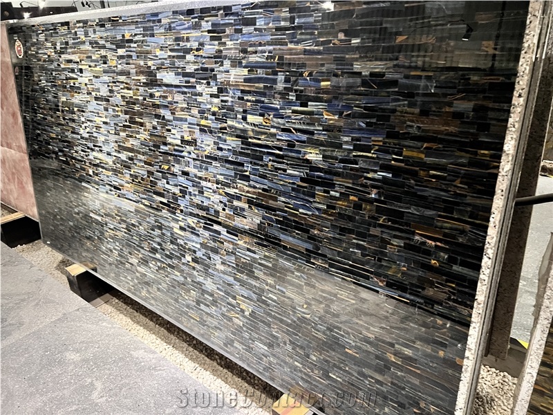 Blue Synthetic Tiger Eye Slabs Semiprecious Stone Slabs