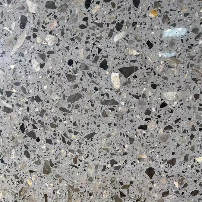 Brown Grey Terrazzo Artificial Stone Polished Tiles