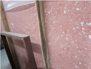 China Pink Manmade Marble Slab, Pink Artificial Stone