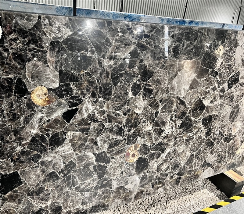 Smoke Crystal Semiprecious Slabs For Walling
