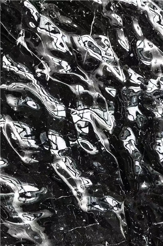 Marble CNC Carving Wall Panel Marquina Stone 3D Decor Panel