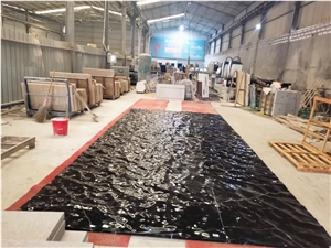 Marble CNC Carving Wall Panel Marquina Stone 3D Decor Panel