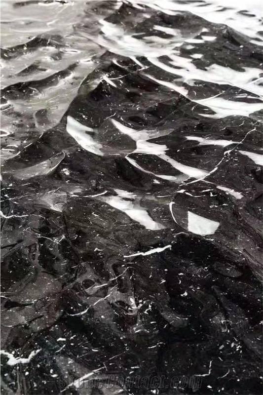 Marble CNC Carving Wall Panel Marquina Stone 3D Decor Panel