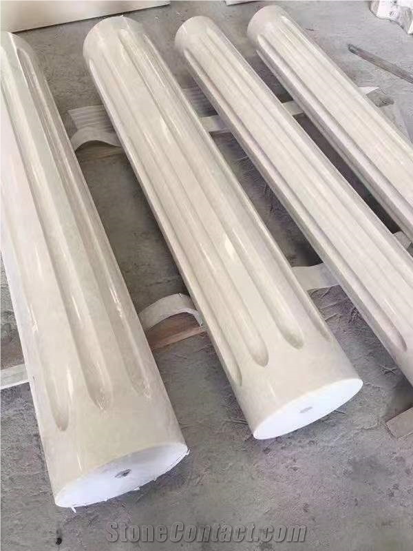 Marble Railing Pillar Solid Stone Sculptured Porch Column