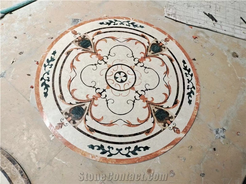 Marble Square Floor Medallion Stone Waterjet Carpet Pattern