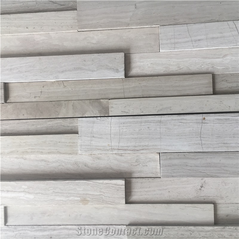 Marble Z Stone Ledger Panel White Wood Stacked Wall Cladding
