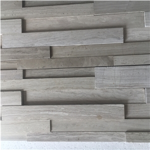 Marble Z Stone Ledger Panel White Wood Stacked Wall Cladding