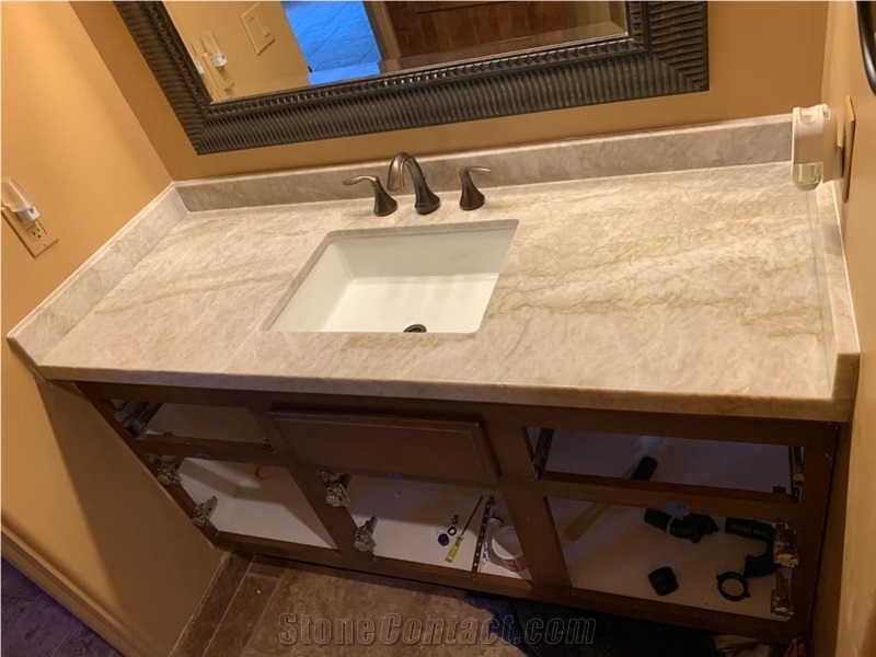 Prefab Quartzite Vanity Top Taj Mahal Hotel Master Bath Top