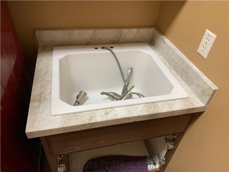Prefab Quartzite Vanity Top Taj Mahal Hotel Master Bath Top