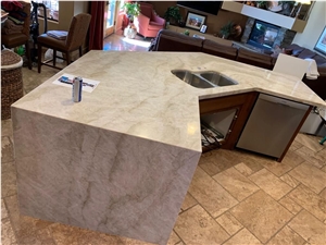 Quartzite Kitchen Bar Top Taj Mahal Wafterfall Island Tops