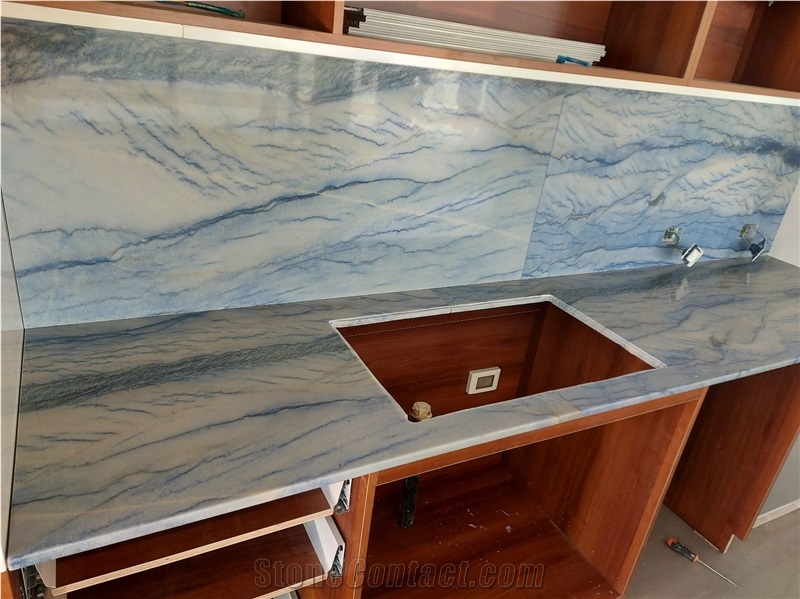 Quartzite Kitchen Countertop Azul Macaubas Kitchen Top