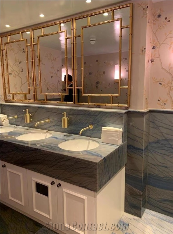 Quartzite Master Bath Top Azul Macaubas Yacht Vanity Top