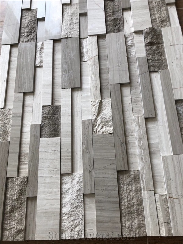 Stacked Marble Wall Cladding Veneer Wooden Culture Stone