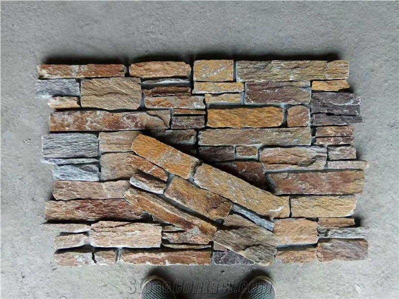 Stacked Stone Corner Veneer Grey Quartzite Ledger Cladding