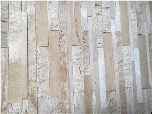 Stacked Thin Stone Veneer Travertine Feature Wall Cladding