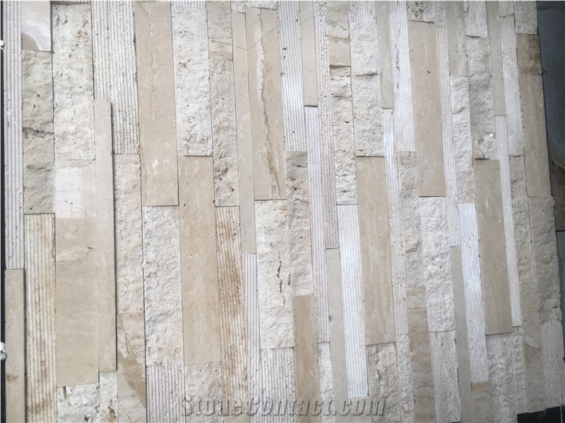 Stacked Thin Stone Veneer Travertine Feature Wall Cladding