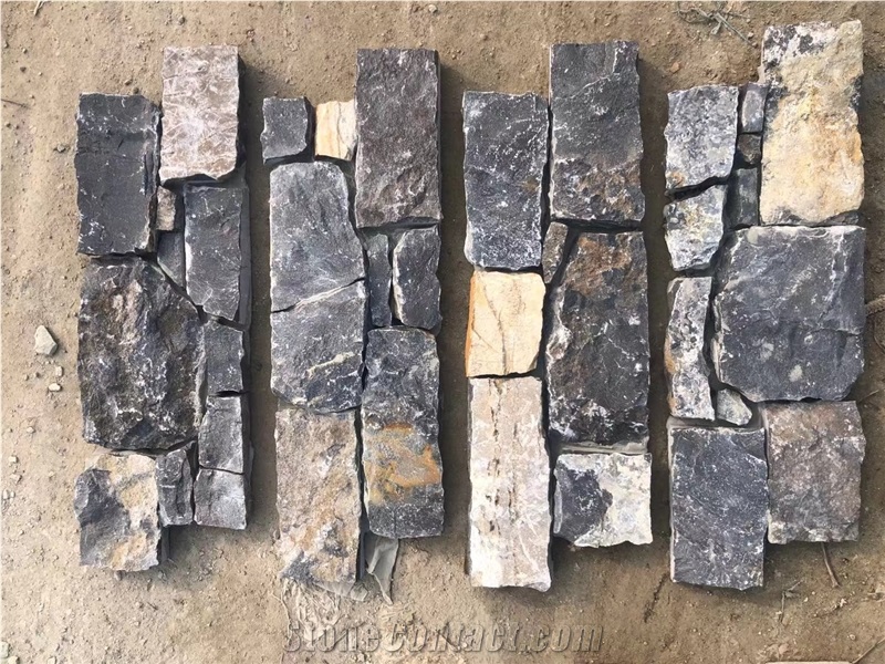 Stone Corner Wall Cladding Veneer Grey Quartzite Ledger Tile