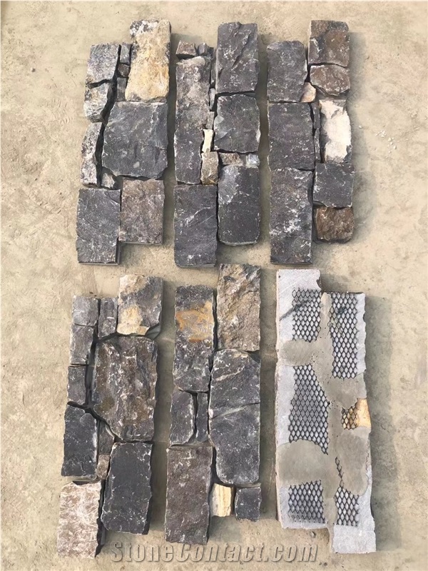 Stone Corner Wall Cladding Veneer Grey Quartzite Ledger Tile