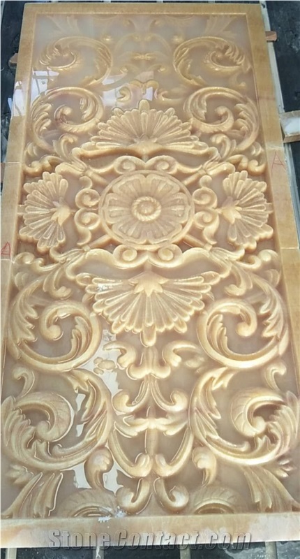 Stone Decor Products Plate Yellow Onyx 3D CNC Carving Panel