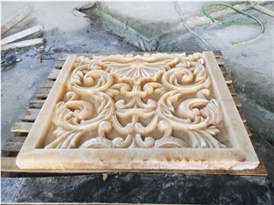 Stone Decor Products Plate Yellow Onyx 3D CNC Carving Panel