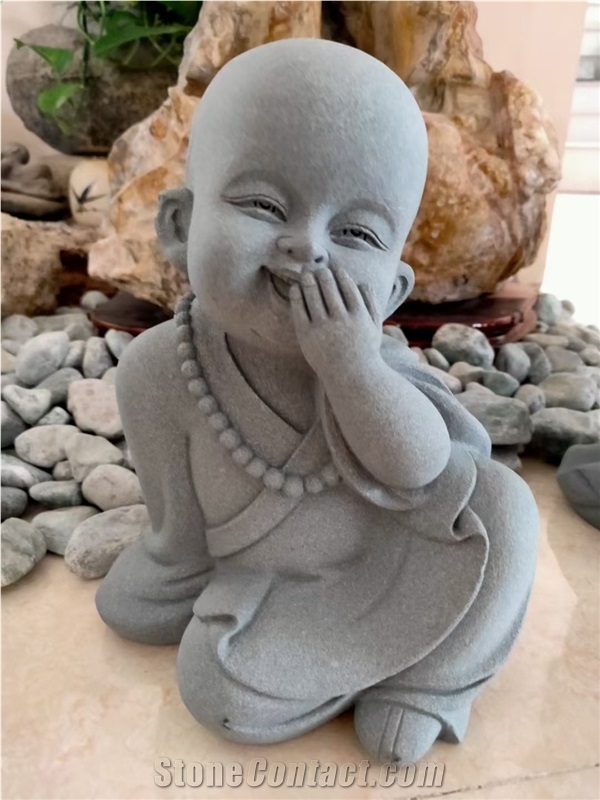 Stone Human Statue Black Basalt Sleeping Budha Sculpture