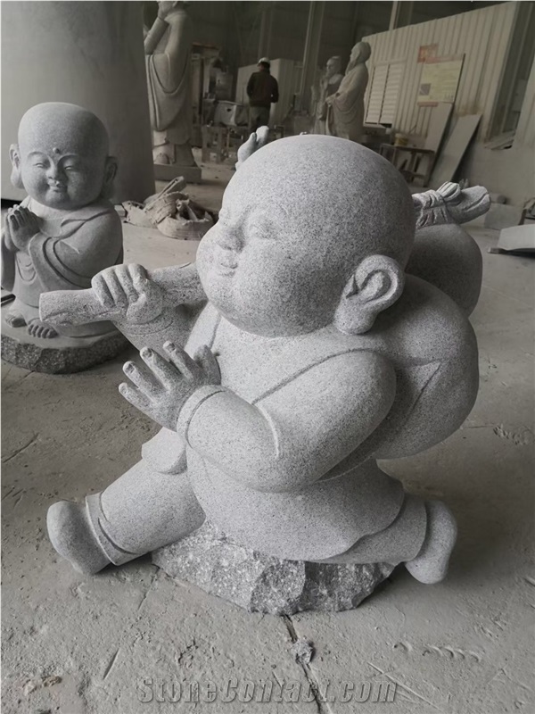 Stone Landscape Human Sculpture Granite Running Buhda Statue